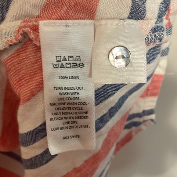 Artisan NY 100% Linen Striped Popover Tunic Large - Picture 8 of 9